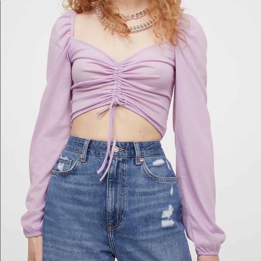 H&M sweetheart neck drawstring top
